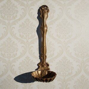 Vintage 26" Gold Cast Iron Ladle Wall Hanging Planter Hollywood Regency MCM 60s